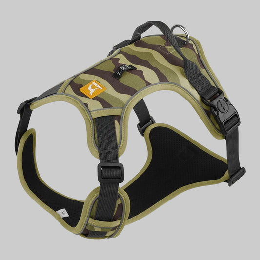 Reflective dog training harness with secure leash attachment