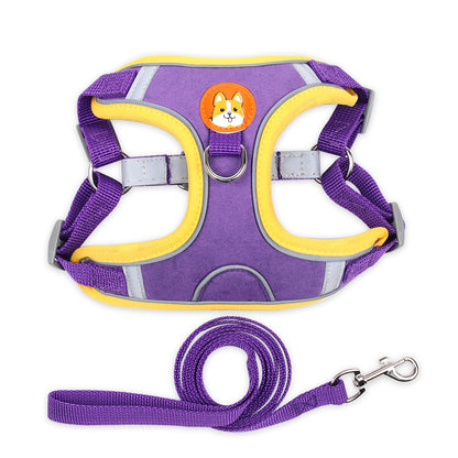 Breathable soft mesh dog harness front view
