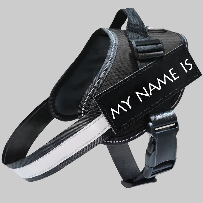 Reflective dog harness for safer nighttime walking